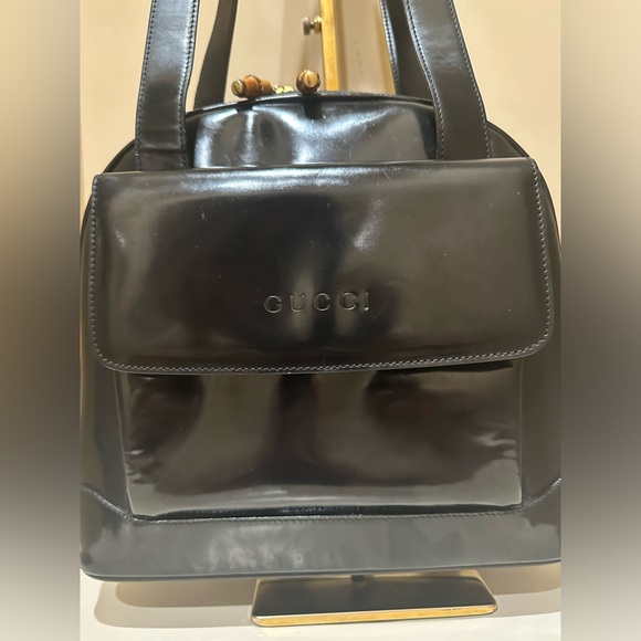 Gucci Patent Double Bamboo Pull Handbag - Picture 14 of 14